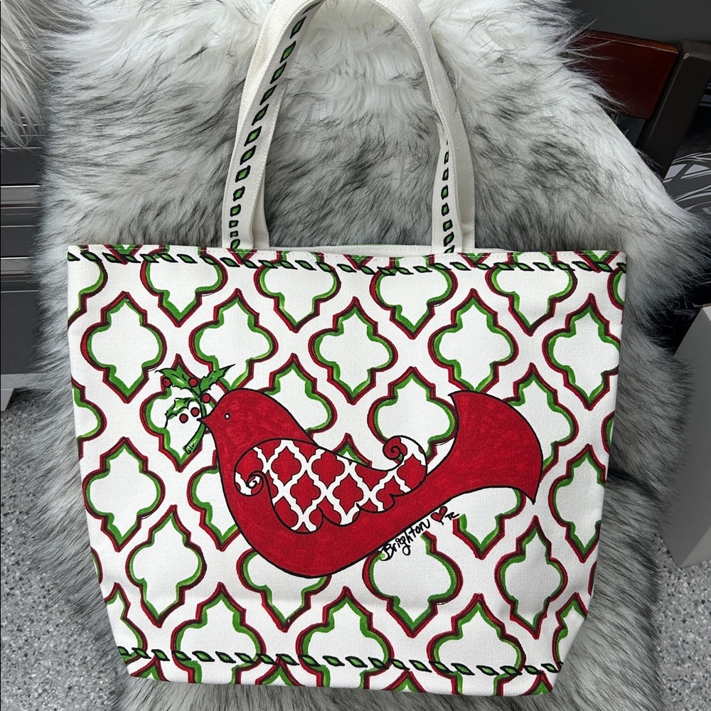 Brighton Love and Joy Canvas Tote Bag - Red and Green